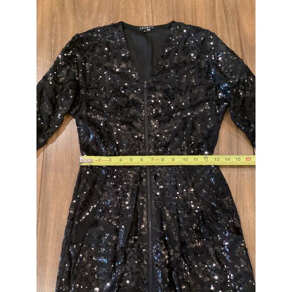 Theory Silk & Sequin Abree E Black Embellished Zip Front silk mini Dress 0 - Picture 6 of 13